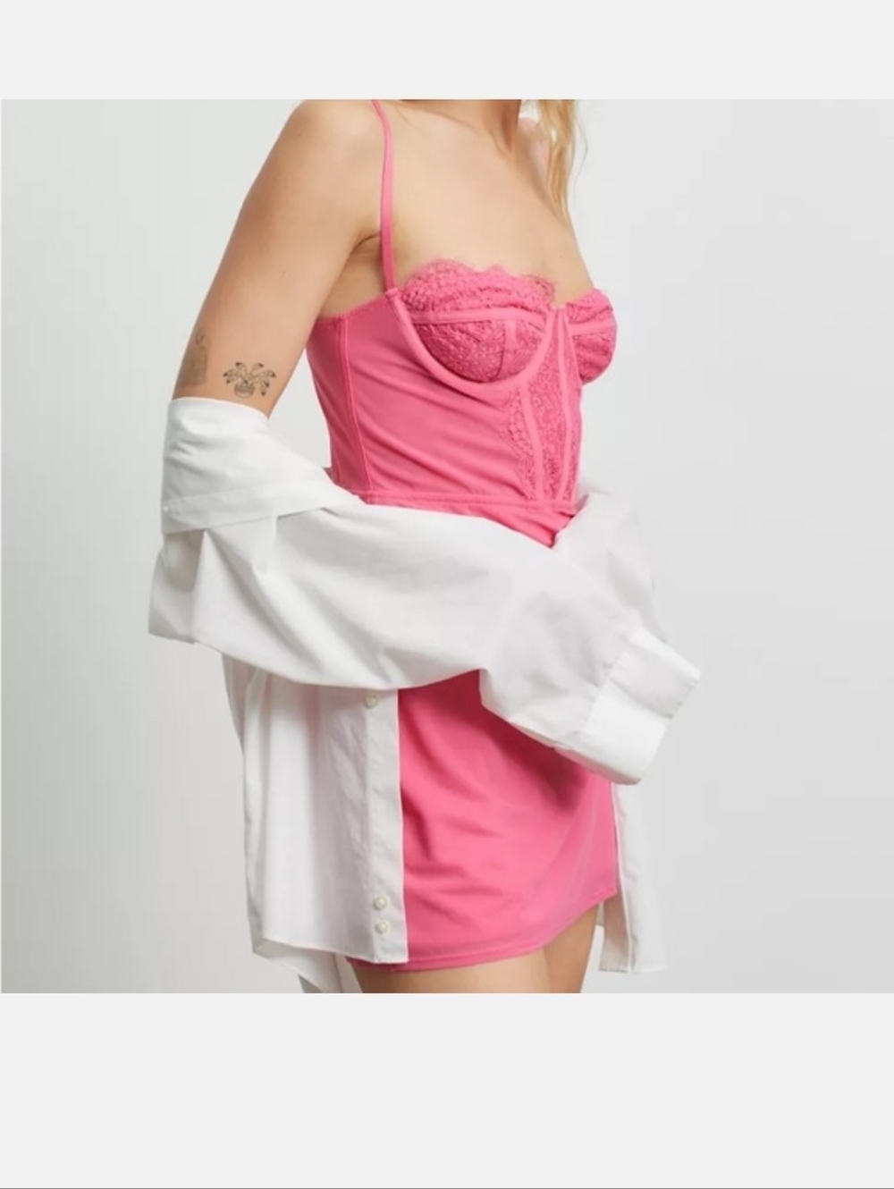 NWT Urban Outfitters Pink Lace-Trim Cami Dress